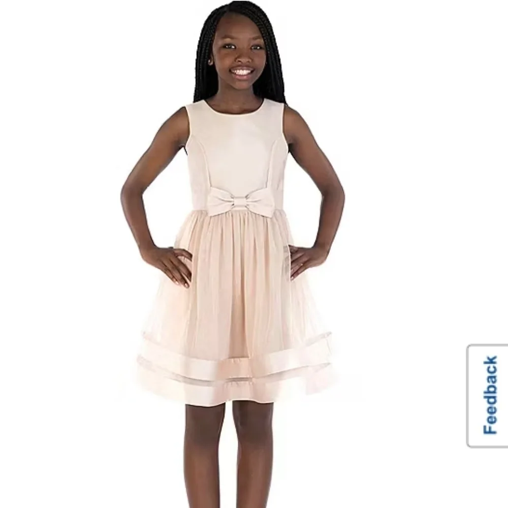 Speechless Cream Kids Formal Dress with Bow